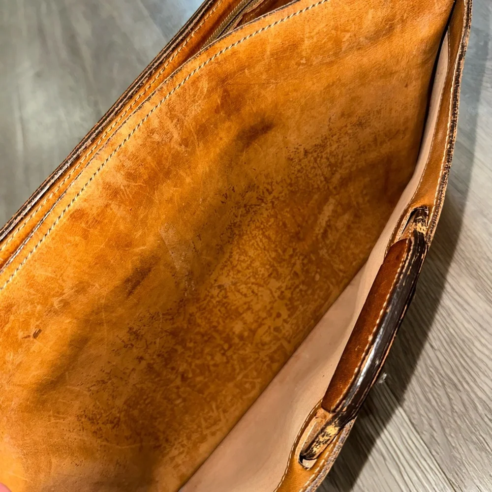 Vtg Hartmann Distressed Brown Leather Laptop Briefcase Messenger Bag